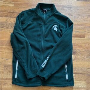 Colosseum Deep Green Fleece Jacket, Michigan State, Size Large